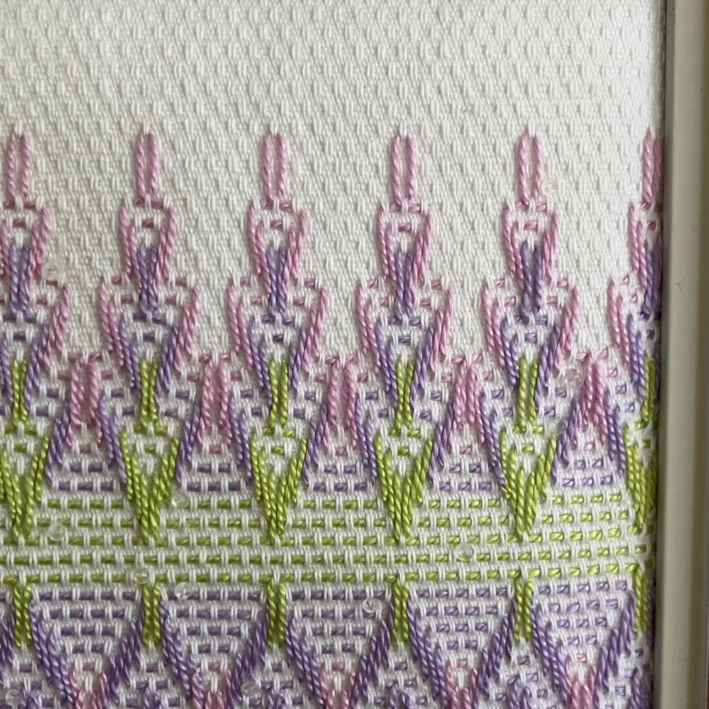 Hand Crafted Lavender and Green Smocked Textile Wall Art - Picture 5 of 8